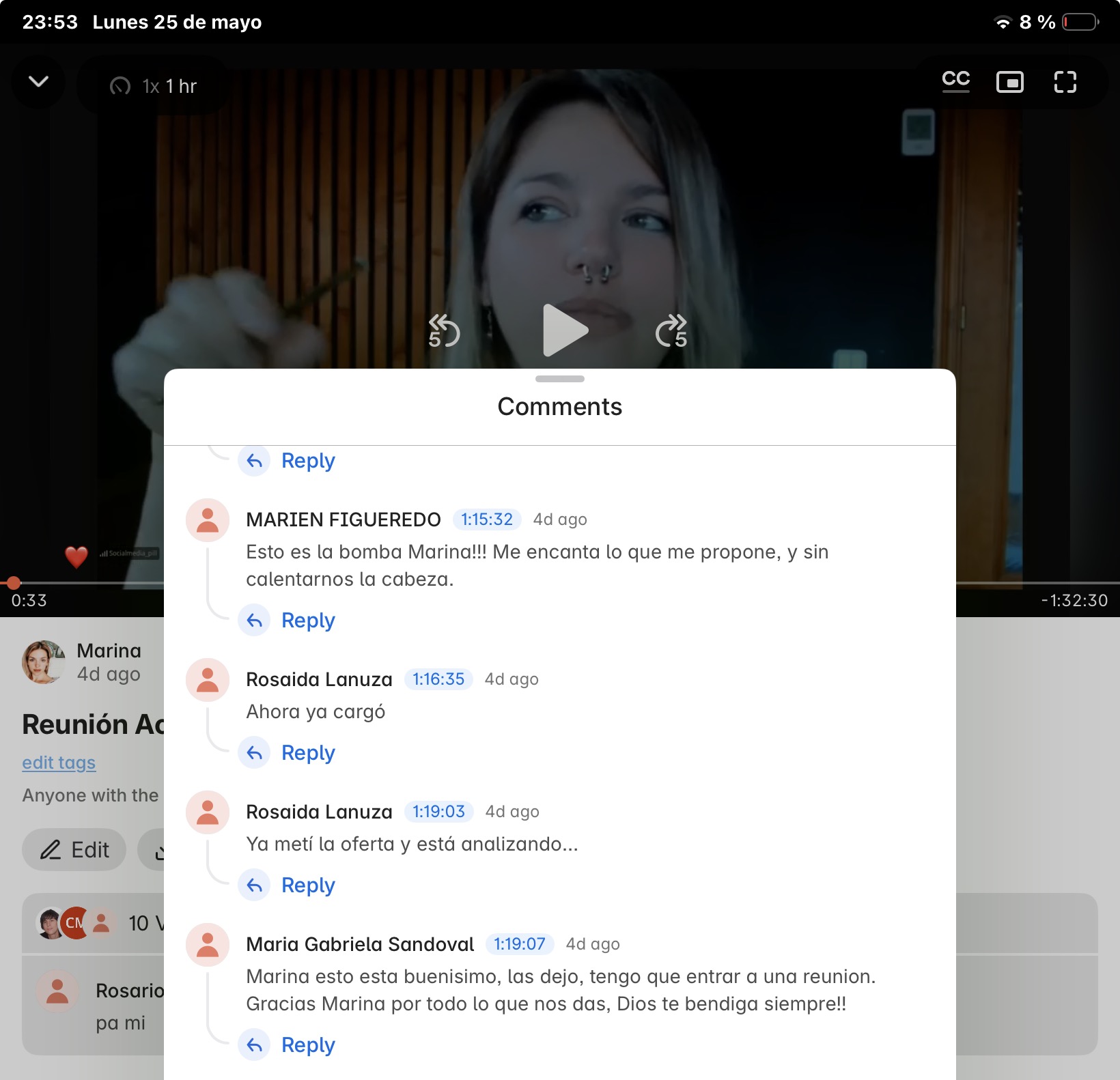 Comentarios reales de usuarias dentro del panel